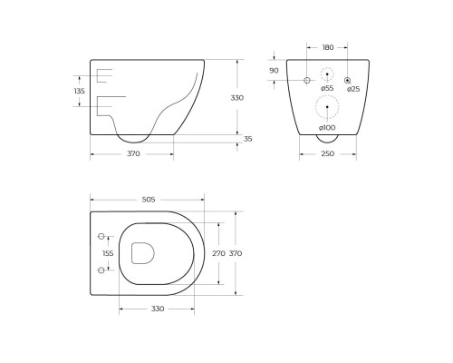 Унитаз Cezares Stylus CZR-513-TH-R подвесной без сиденья