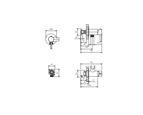 Встраиваемый гигиенический душ AltroBagno BM 060116 Cr хром