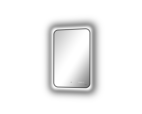 Зеркало Reflection Black View с подсветкой, бесконтактным сенсором, часами 60х100