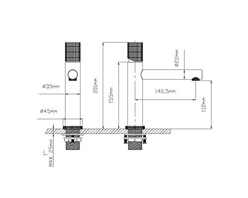 Смеситель для раковины Vincea Groove VBF-4G1GM вороненая сталь
