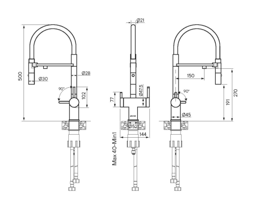 Смеситель для кухни Gravity Gr213188-G золото Starke-Paulmark
