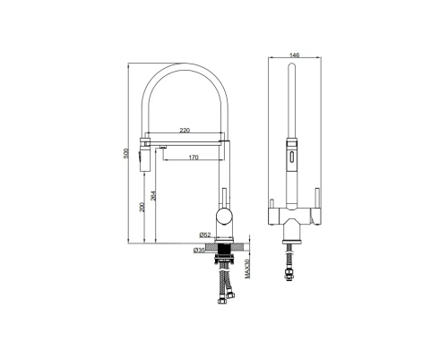 Смеситель для кухни с гибким изливом ALTROBAGNO Флуссо (Flusso) 050202 BG