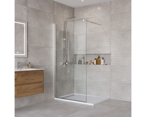 Душевая перегородка BelBagno Kraft 100 KRAFT-L-1-100-C-Cr профиль Хром стекло прозрачное