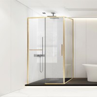 Душевой уголок Vincea Slim Soft VSR-1SS8011CLG, 110x80, браш золото, стекло прозрачное