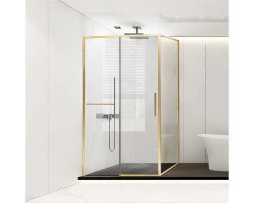 Душевой уголок Vincea Slim Soft VSR-1SS8012CLG, 120x80, браш золото, стекло прозрачное