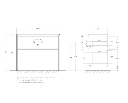 Тумба под раковину BelBagno Kraft 100 KRAFT-1000-2C-PIA-BO Bianco Opaco