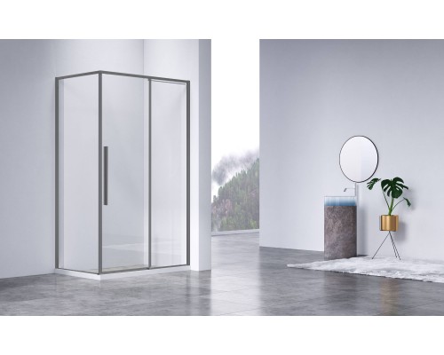 Душевой уголок Vincea Slim-N VSR-4SN9013CLGM, 130x90, вороненая сталь, стекло прозрачное