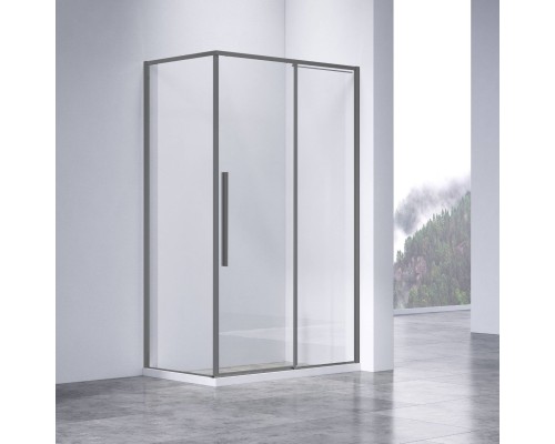 Душевой уголок Vincea Slim-N VSR-4SN9013CLGM, 130x90, вороненая сталь, стекло прозрачное