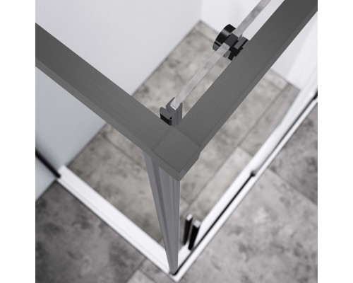 Душевой уголок Vincea Slim-N VSR-4SN9013CLGM, 130x90, вороненая сталь, стекло прозрачное