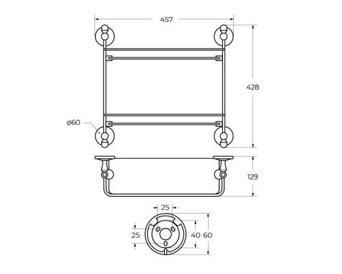 Полка стеклянная двойная подвесная ART&MAX AM-E-2682BSJ-Cr