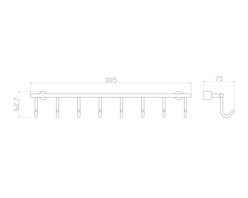 Вешалка с 8 крючками для ванной Wonzon&Woghand, Хром