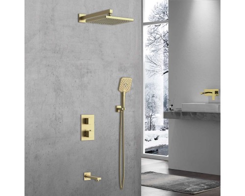 Душевой комплект Vincea Next VSFW-1N3TBG термостатический встраиваемый браш золото