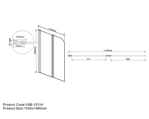 Душевая шторка на ванну Vincea VSB-12114CLB 1140x1400 черный стекло прозрачное Душевая шторка на ванну Vincea VSB-12114CLB 1140x1400 черный стекло прозрачное