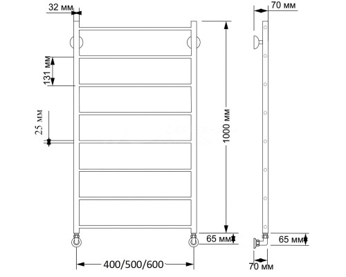 Полотенцесушитель латунный Secado Триада 1 плюс 40х100, водяной, бронза