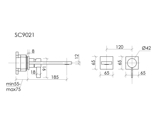 Смеситель для раковины SANCOS Linn c внутренней частью, вороненая сталь, SC9021GG