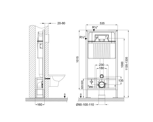 Система напольной инсталляции для унитаза самонесущая Сава (Sava Free Standing) 120 мм