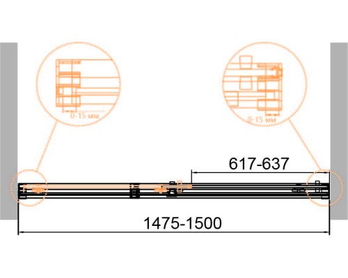 Душевая дверь Cezares Duet Soft-М 150 DUET SOFT-M-BF-1-150-C-Cr Хром