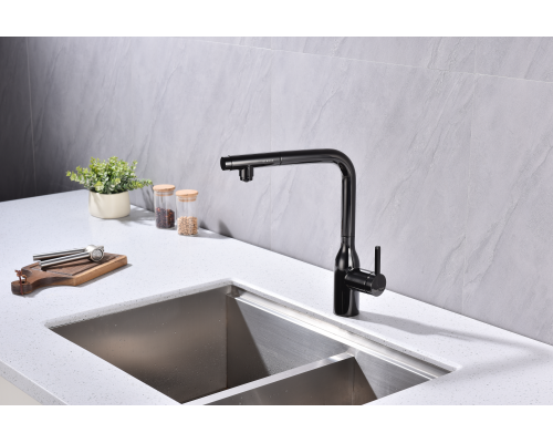 Смеситель для кухни Paulmark Viper Vi213105-GB Черный глянцевый