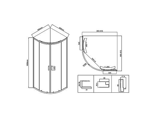 Душевой уголок Vincea City VSQ-5CT900CLB, 900x900, черный матовый, стекло прозрачное Душевой уголок Vincea City VSQ-5CT900CLB, 900x900, черный матовый, стекло прозрачное