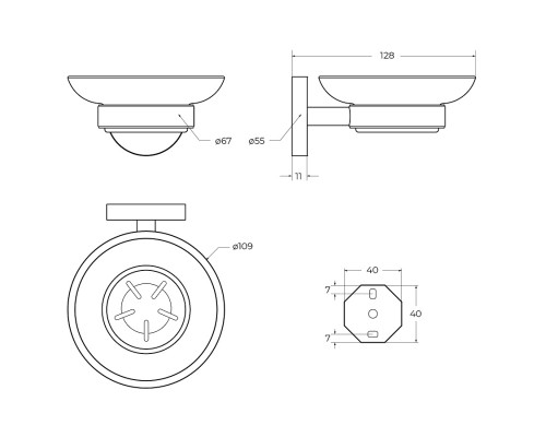 Мыльница Cezares Relax RELAX-SODS-NOP Черная матовая