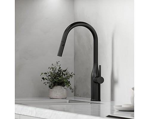 Смеситель для кухни SANCOS Grand SC4002MB с выдвижным изливом, матовый черный Смеситель для кухни SANCOS Grand SC4002MB с выдвижным изливом, матовый черный