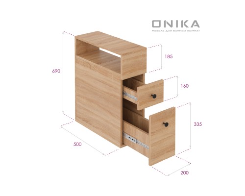 Шкаф-пенал Onika Кроун 20 напольный, дуб сонома