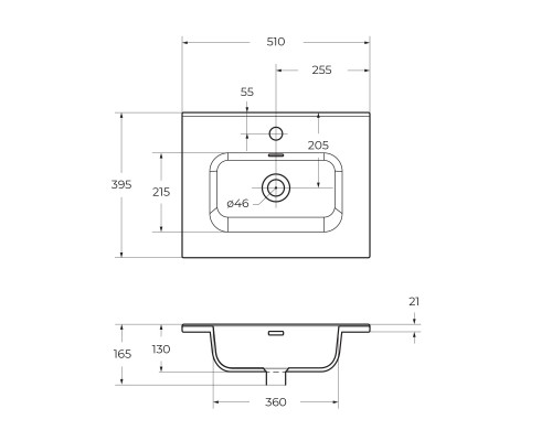 Раковина BelBagno 51 BB500/390ETL Белая
