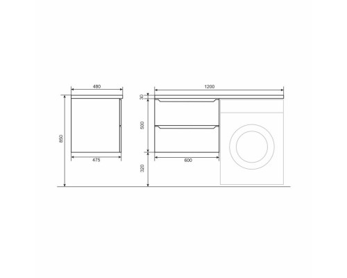 Тумба под стиральную машину подвесная Uperwood Tanos 60х47,5х50 см, белая