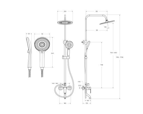 Душевая система BelBagno Aurora AURORA-VSCM-CRM Хром