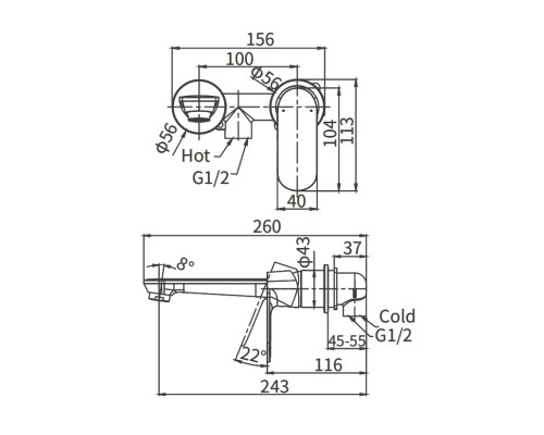 Встроенный смеситель для раковины Arrow ARM12848 хром