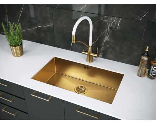 Кухонная мойка Paulmark Valde 74 PM217444-BG Брашированное золото