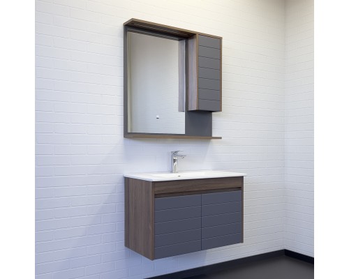 Тумба с раковиной Comforty Кемер-75 антрацит/дуб тёмно-коричневый Comforty 75E