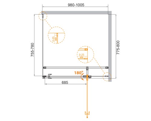 Душевой уголок Cezares VALVOLA-AH-1-100/80-C-Cr