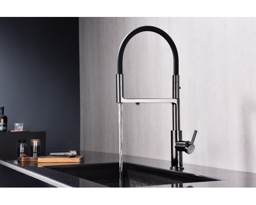 Смеситель для кухни Paulmark Tornado To213402-GB Черный глянцевый
