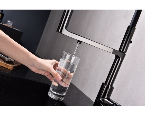 Смеситель для кухни Paulmark Tornado To213402-GB Черный глянцевый