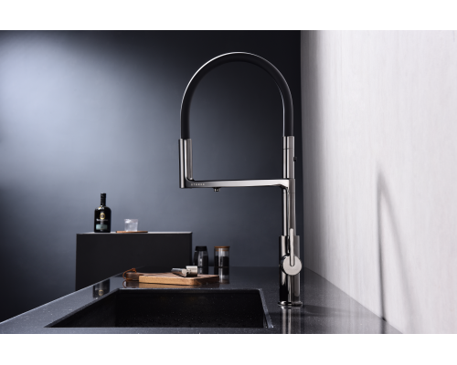 Смеситель для кухни Paulmark Tornado To213402-GB Черный глянцевый