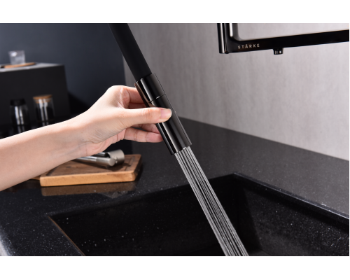 Смеситель для кухни Paulmark Tornado To213402-GB Черный глянцевый