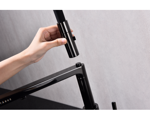 Смеситель для кухни Paulmark Tornado To213402-GB Черный глянцевый