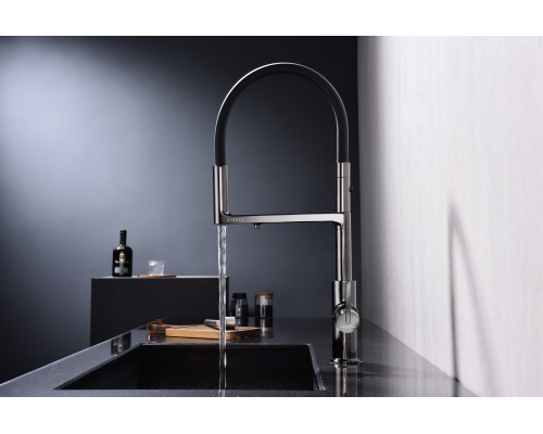 Смеситель для кухни Paulmark Tornado To213402-GB Черный глянцевый