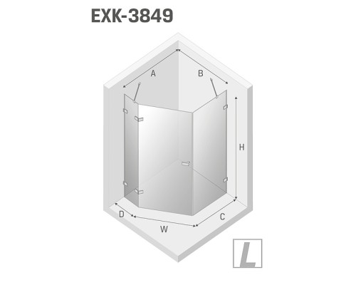 Душевое ограждение NEW TRENDY AVEXA GOLD SHINE L 100x80x200 золото