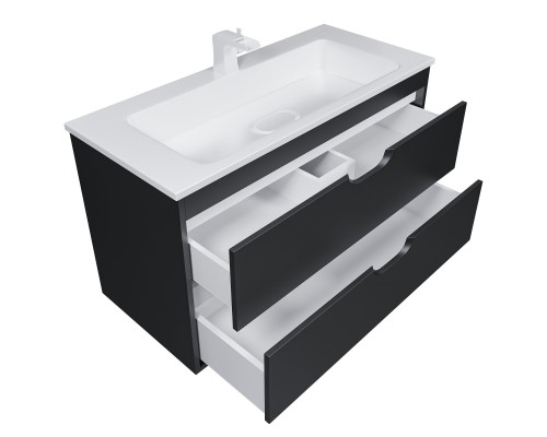 Тумба с раковиной подвесная Uperwood Modul 97х45х57 см, черная матовая