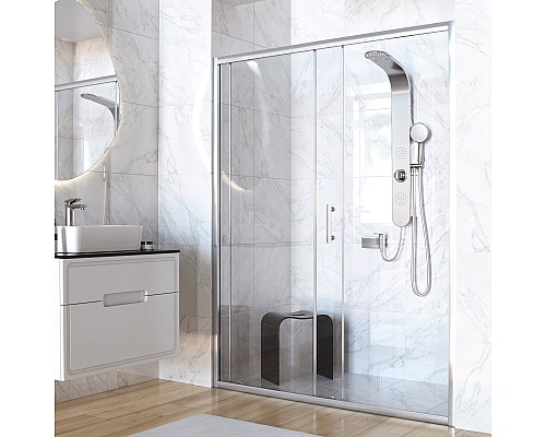 Душевая дверь напольная Taliente 100x195см, прозр.стекло 6мм, хром