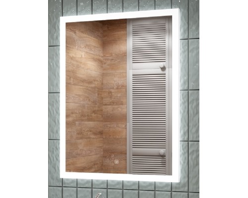 Зеркало Континент Sevilla 600х800 ЗЛП115 с подсветкой с сенсорным выключателем с подогревом с часами