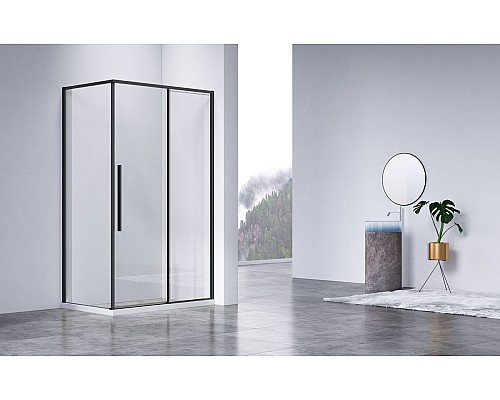 Душевой уголок Vincea Slim-N VSR-4SN9011CLB 1100x900 черный стекло прозрачное