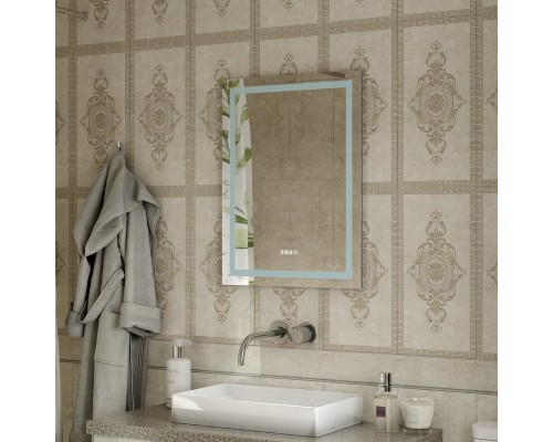 Зеркало Континент Verte 700х900 ЗЛП150 с подсветкой с часами и датчиком движения