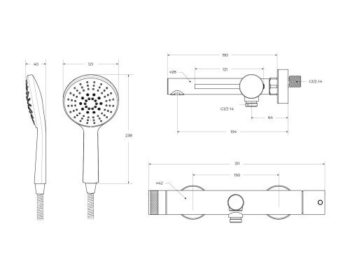Смеситель для ванны Cezares Relax RELAX-VD-BORO Брашированное золото