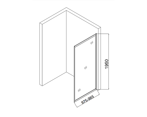 Душевая боковая стенка напольная Taliente 100x195см, прозр.стекло 6мм, хром