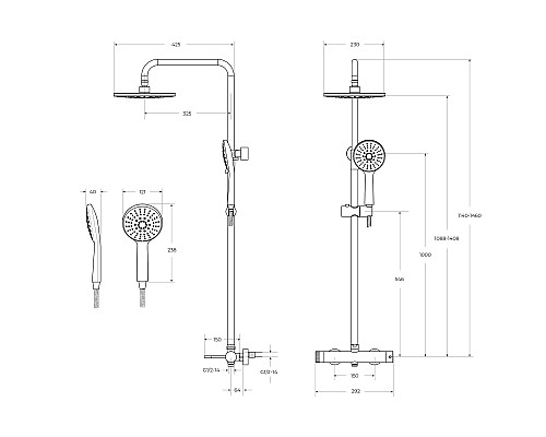 Душевая система Cezares Relax RELAX-CD-BORO Брашированное золото