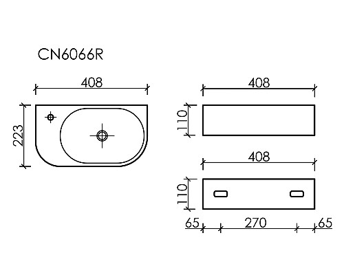 Умывальник подвесной Ceramicanova Element 409x224x110