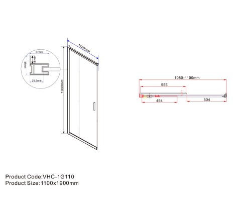 Душевой уголок Vincea Garda VSS-1G9011CGB 1100x900 черный стекло тонированное